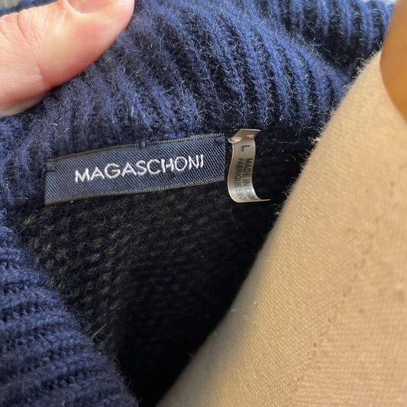 Magaschoni Men's Wool Cashmere Blend Dark Blue Quarter Zip Size Large - Picture 3 of 5